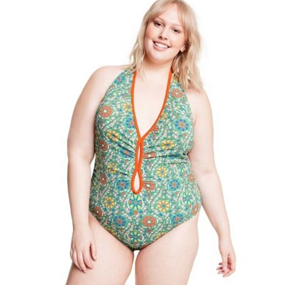 Rhode x Target Halter One-piece Green Floral Swimsuit Size XXL - Picture 1 of 5